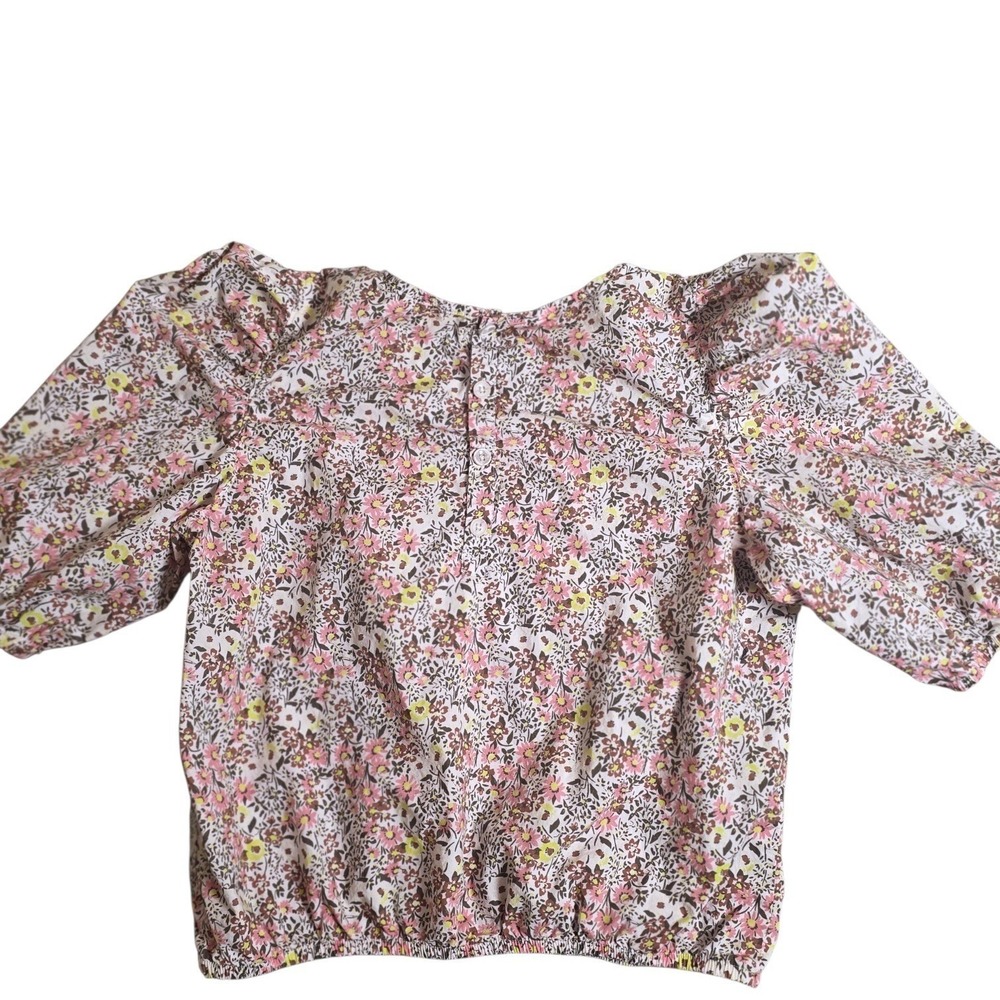 Nation LTD Floral Puff Sleeve Blouse Women Medium Pink Yellow 2220CPDA - Picture 3 of 12